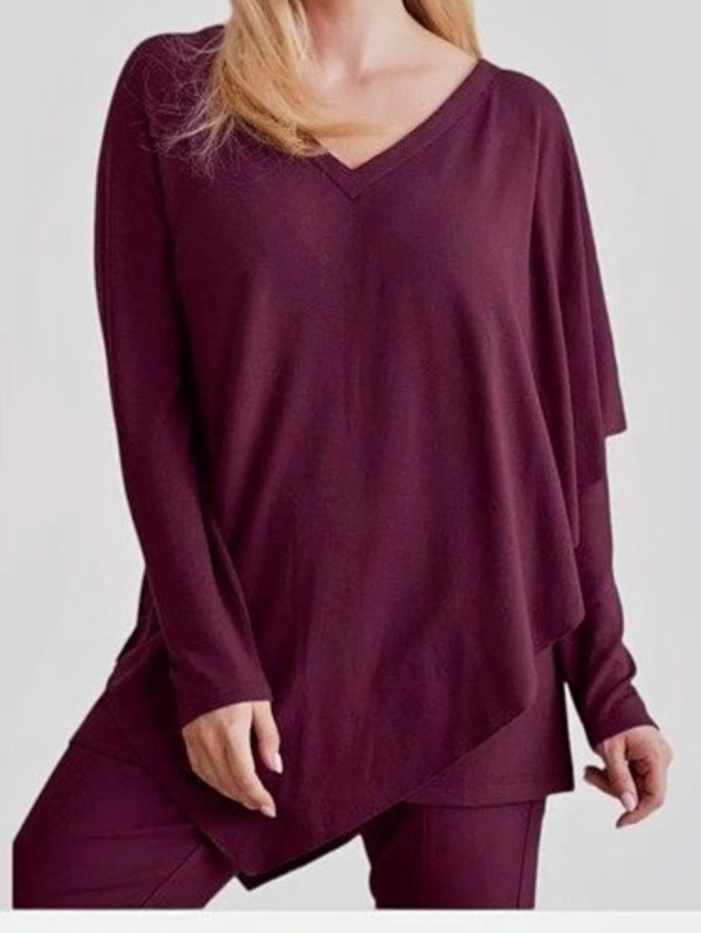 Soft Surroundings Madeline Tunic Burgundy V-Neck Medium